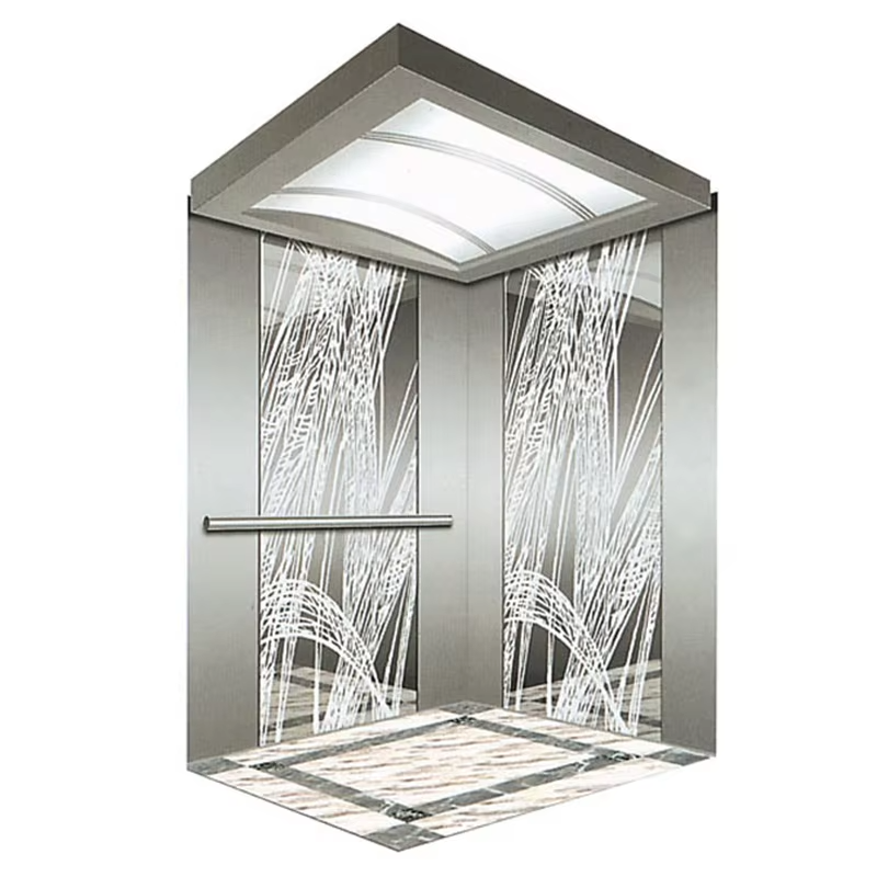Cabin thang máy thương mại hiện đại VTSP131 với sàn chống trượt bằng thép không gỉ và bảng đèn LED