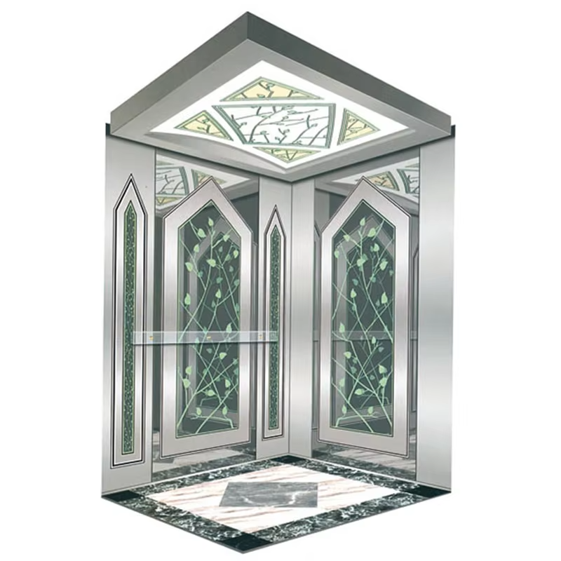 Bộ phận & phụ kiện thang máy VTSP137 Cabin thang máy bằng thép không gỉ hiện đại cho các tòa nhà thương mại