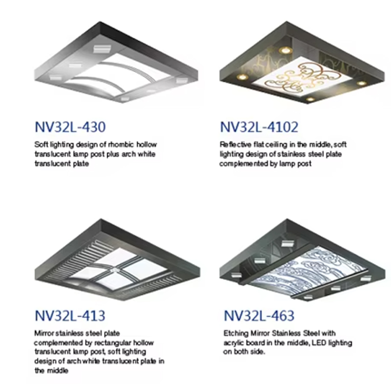 Trang trí cabin thang máy VTSP139 Đèn LED hiện đại Cabin thang máy Tấm trần Thiết kế trần thang máy bằng thép không gỉ